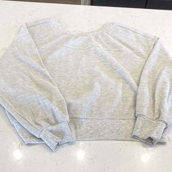Varley Waffle Knit light grey pull over crew Sweat Shirt Size XL - Picture 2 of 10